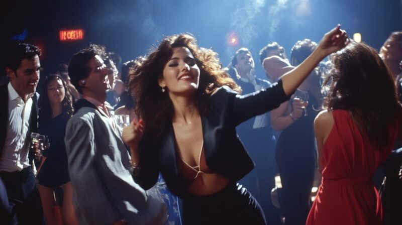 People dancing and enjoying a lively night out at a club with dim lighting and a party atmosphere