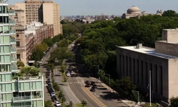 Drone view of the Windsor Terrace neighborhood in Brooklyn